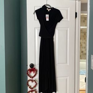 NWT Michael Kors Black Short Sleeve Maxi Wrap Dress